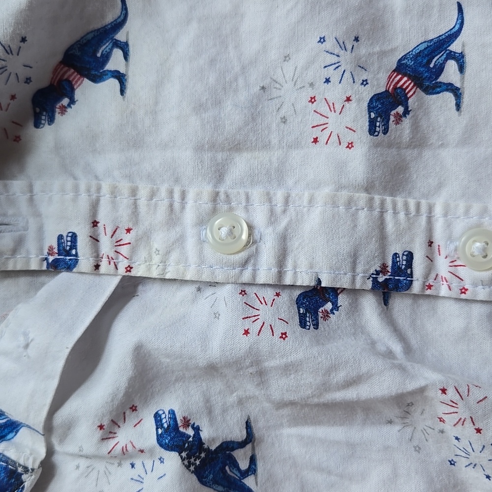 🏖 Children's Place 100% Cotton Collared Button Down Bodysuit/onesie Dino 3-6m - Picture 4 of 4